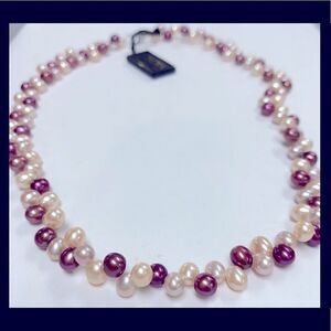 Honora Pink Pearl Necklace Sterling Silver 925